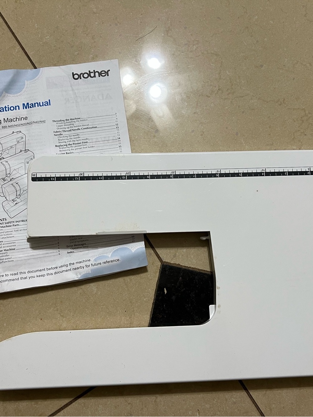 Brother White Sewing Machine Extension Table with Ruler - Picture 2 of 6